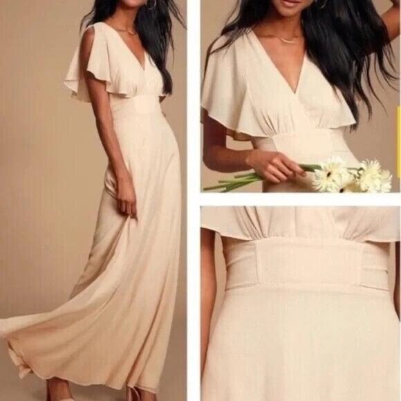 Lulus Medium Flutter Sleeve Dress - Picture 1 of 8